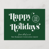 Business Logo QR Code Groene Kerst Feestdagenkaart (Voorkant)