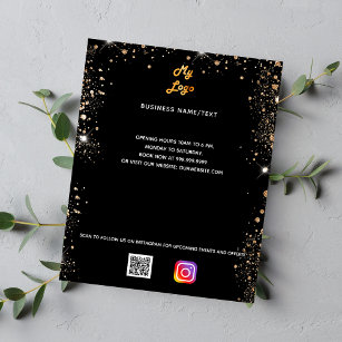 Business logo qr code instagram zwart goud flyer