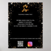 Business logo qr code instagram zwart goud poster (Voorkant)