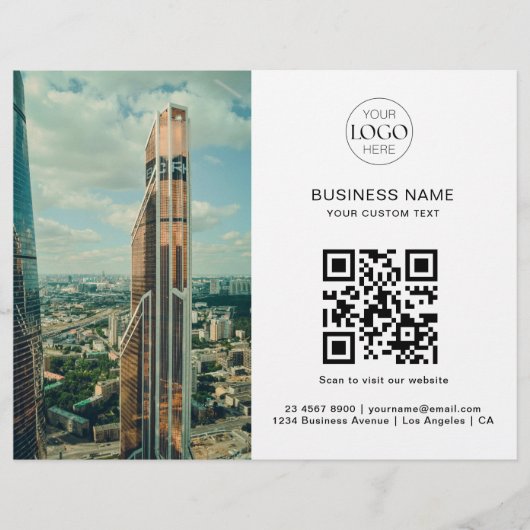 Business Logo QR Code Marketing Moderne foto Flyer (Voorkant)