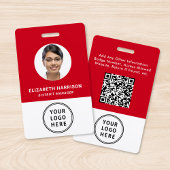 Business Logo QR Code Medewerker Foto-ID Rood Badge