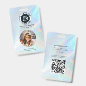 Business Logo QR Code Medewerker Holografische Fot Badge (Voor- en achterkant)