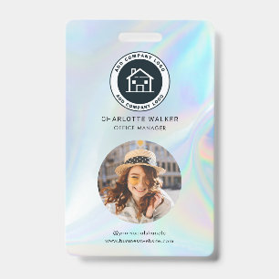 Business Logo QR Code Medewerker Holografische Fot Badge
