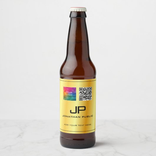 Business Logo QR Code Monogram Sjabloon Aangepast Bier Etiket (Voorkant)