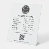 Business Logo QR Code Opening Hours Reclamebord Met Voetstuk (Voorkant)
