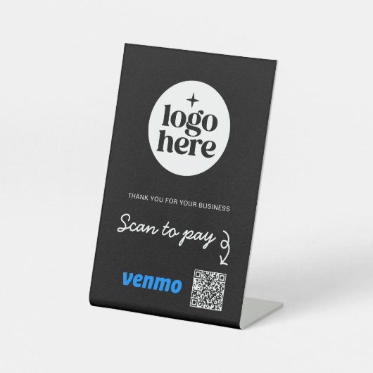 Business Logo QR Code Payment Scan To Pay Reclamebord Met Voetstuk (Voorkant)