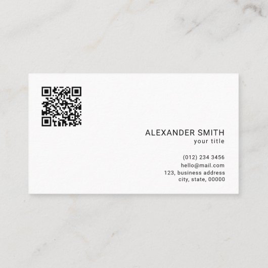 Business Logo QR Code Professioneel Minimalistisch Visitekaartje (Achterkant)
