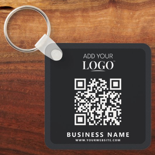 Business Logo QR Code Promotie Modern Zwart Sleutelhanger (Voorkant)