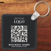 Business Logo QR Code Promotie Modern Zwart Sleutelhanger (Achterkant)