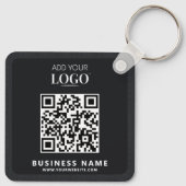 Business Logo QR Code Promotie Modern Zwart Sleutelhanger (Achterkant)