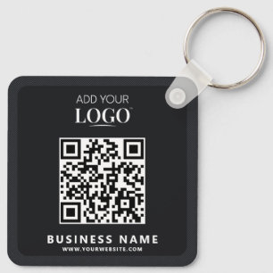 Business Logo QR Code Promotie Modern Zwart Sleutelhanger