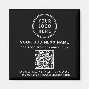 Business Logo QR-code - Promotie zwart Magneet
