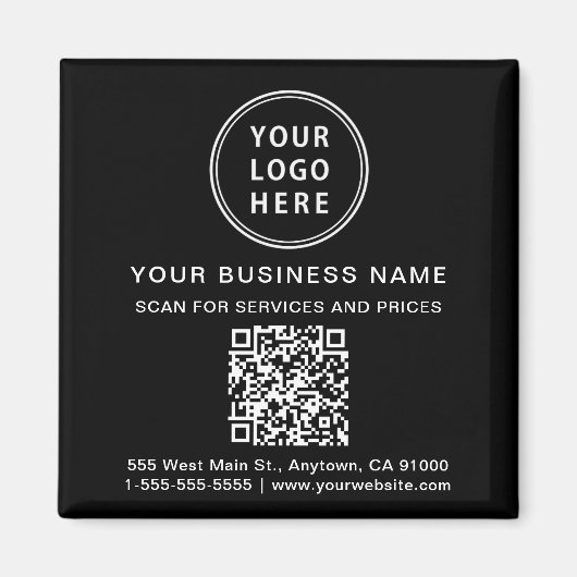 Business Logo QR-code - Promotie zwart Magneet (Voorkant)