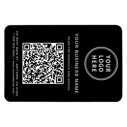 Business Logo QR-code - Promotie zwart Magneet (Horizontaal)