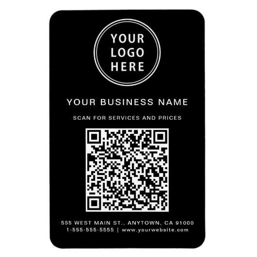 Business Logo QR-code - Promotie zwart Magneet (Verticaal)