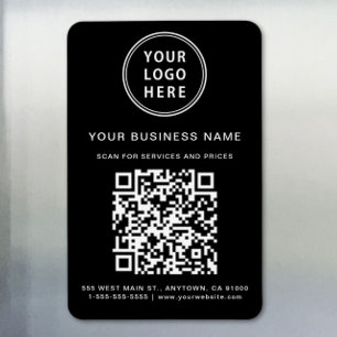 Business Logo QR-code - Promotie zwart Magneet
