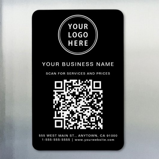 Business Logo QR-code - Promotie zwart Magneet