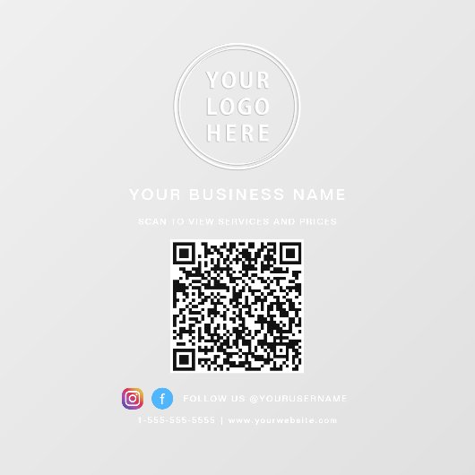 Business Logo QR Code Raamsticker (Vel)