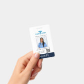 Business Logo QR Code Registered Nurse Photo ID Badge (Handheld)