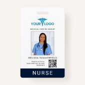 Business Logo QR Code Registered Nurse Photo ID Badge (Voorkant)