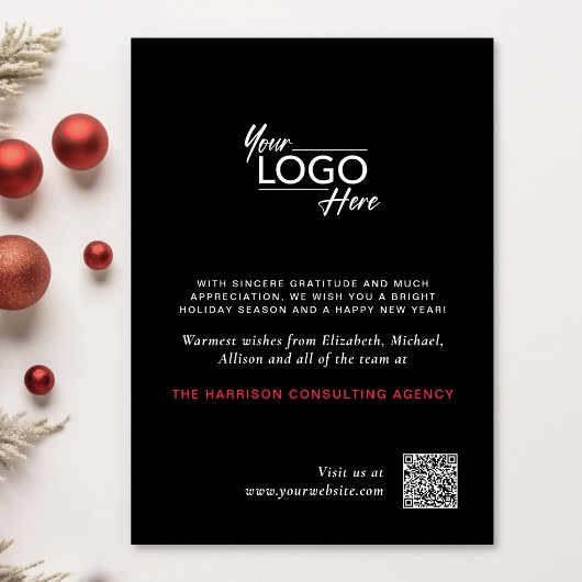 Business Logo QR Code Rood Kardinaal Kerst Zwart Feestdagenkaart