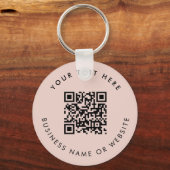 Business Logo QR Code Roze Minimalistische Zaken Sleutelhanger (Achterkant)