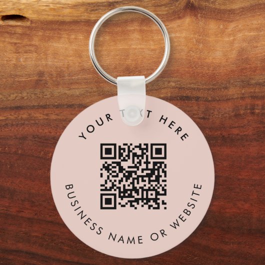Business Logo QR Code Roze Minimalistische Zaken Sleutelhanger (Achterkant)