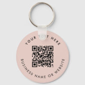 Business Logo QR Code Roze Minimalistische Zaken Sleutelhanger (Achterkant)