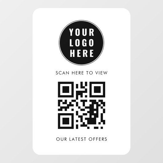 Business Logo QR Code Scan Here Simple Raamsticker (Vel)