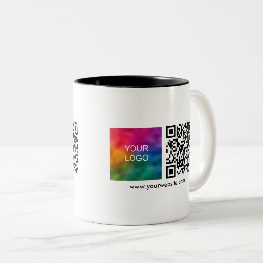 Business Logo QR Code Scan Me Sjabloon Minimalist Tweekleurige Koffiemok (Voorkant rechts)