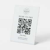 Business Logo QR Code Scan om Chic Modern te betal Reclamebord Met Voetstuk (Voorkant)