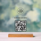 Business Logo QR Code Scan voor Menu Acryl Teken Bord (Neutraal)
