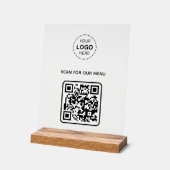 Business Logo QR Code Scan voor Menu Acryl Teken Bord (Hoek)