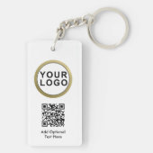 Business Logo QR Code Sleutelhanger | Zwart wit (achterkant)