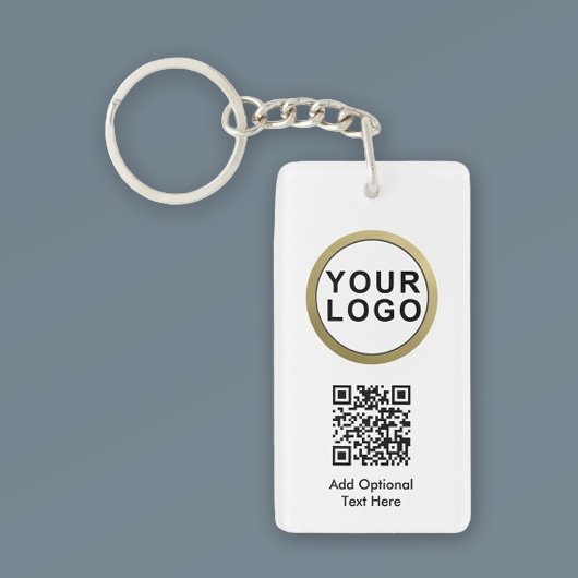 Business Logo QR Code Sleutelhanger | Zwart wit