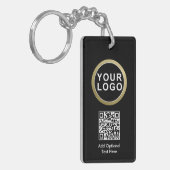 Business Logo QR Code Sleutelhanger | Zwart wit (Voorkant Links)