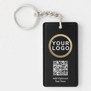 Business Logo QR Code Sleutelhanger Zwart wit