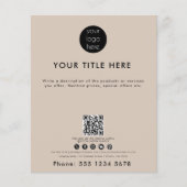Business Logo QR Code Social Media Beige Flyer (Voorkant)