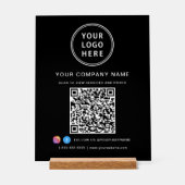 Business Logo QR Code Social Media Black Acryl Bord (Voorkant)