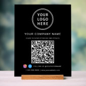 Business Logo QR Code Social Media Black Acryl Bord (Neutraal)
