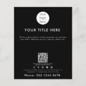 Business Logo QR Code Social Media Black Flyer (Voorkant)