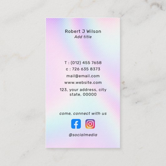 Business Logo QR Code Social Media Holografisch Visitekaartje (Achterkant)