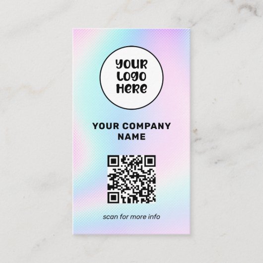 Business Logo QR Code Social Media Holografisch Visitekaartje (Voorkant)