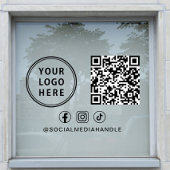 Business Logo QR Code Social Media Horizontal Raamsticker