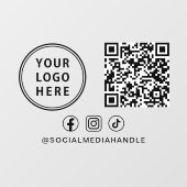 Business Logo QR Code Social Media Horizontal Raamsticker (Vel)
