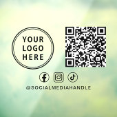 Business Logo QR Code Social Media Horizontal Raamsticker (Vel 3)