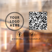 Business Logo QR Code Social Media Horizontal Raamsticker (Vel 2)