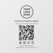 Business Logo QR Code Social Media Raamsticker (Vel)
