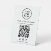 Business Logo QR Code Social Media Reclamebord Met Voetstuk (Voorkant)