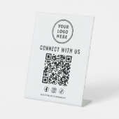Business Logo QR Code Tabletop Reclamebord Met Voetstuk (Voorkant)